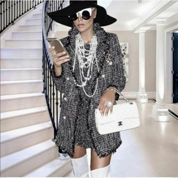 Zara * tweed textured long blazer size XS - Picture 11 of 16